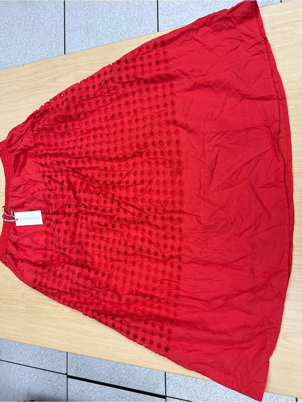 Jennifer & Grace Coral Eyelet A-Line Midi Skirt
